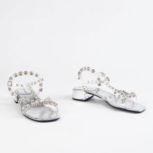 Jeffrey Campbell NWT crystal AMARYL EMBELLISHED SANDAL studded straps size 8W